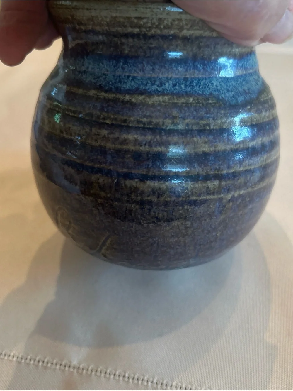 Blue Ceramic Jar Potpourie Holder with Cork Top - Home Accents